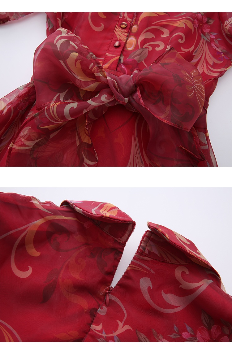 Classical spring short sleeve printing retro dress