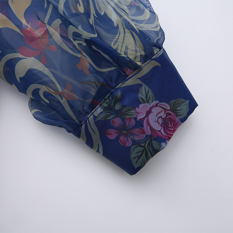 Short sleeve retro spring classical printing lapel dress