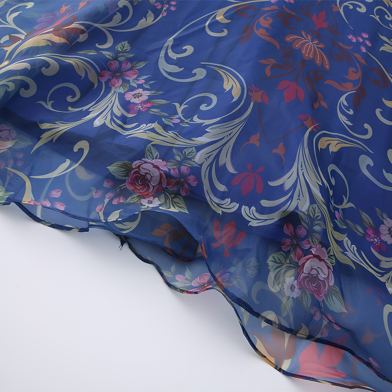 Short sleeve retro spring classical printing lapel dress