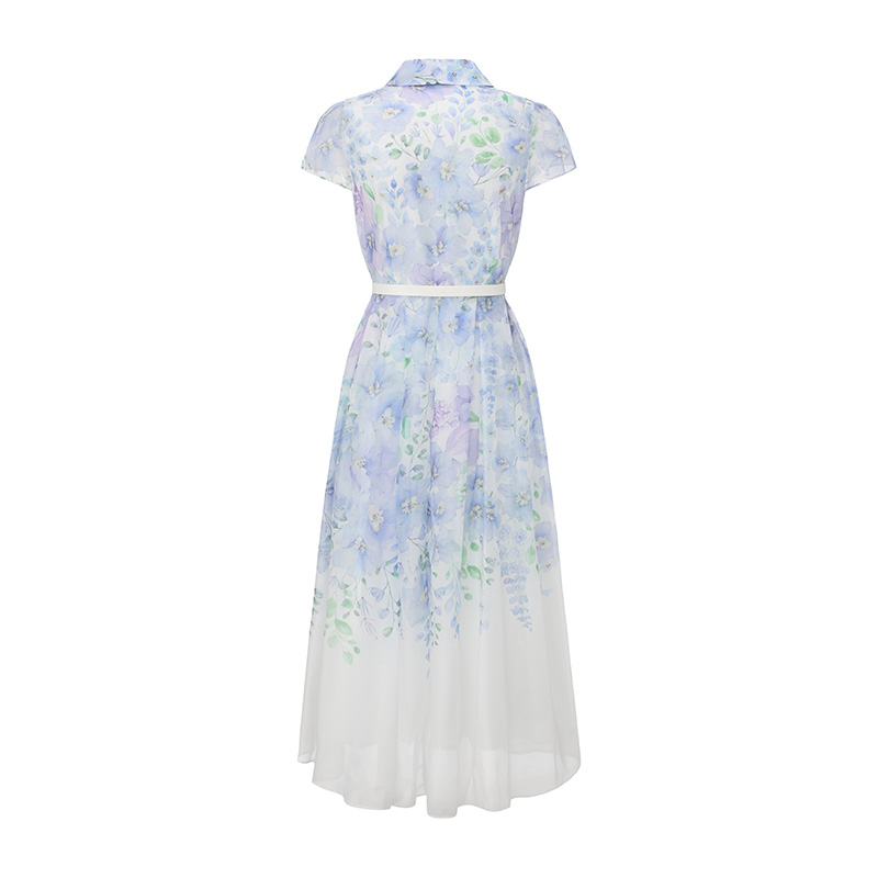 Printing vacation V-neck spring and summer retro dress