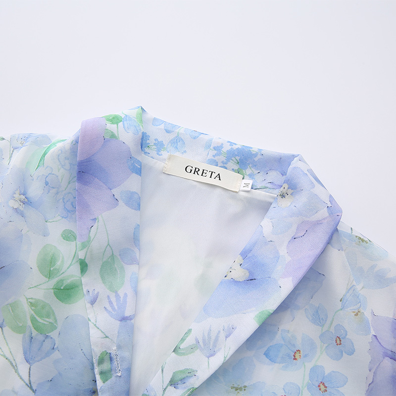 Printing vacation V-neck spring and summer retro dress