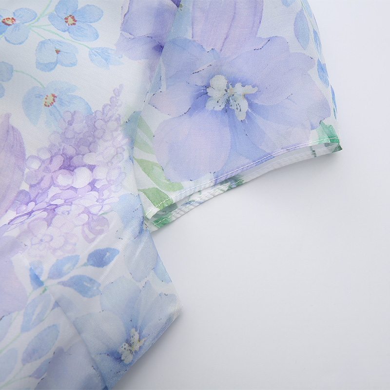 Printing vacation V-neck spring and summer retro dress