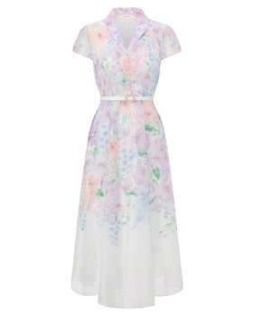 Vacation V-neck printing retro spring and summer dress