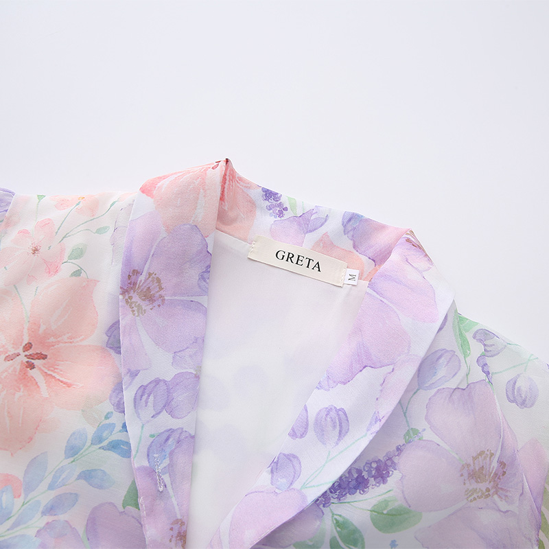 Vacation V-neck printing retro spring and summer dress