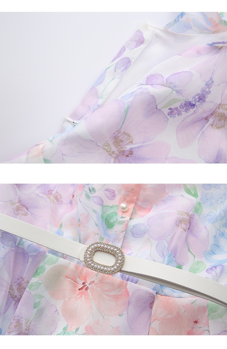 Vacation V-neck printing retro spring and summer dress