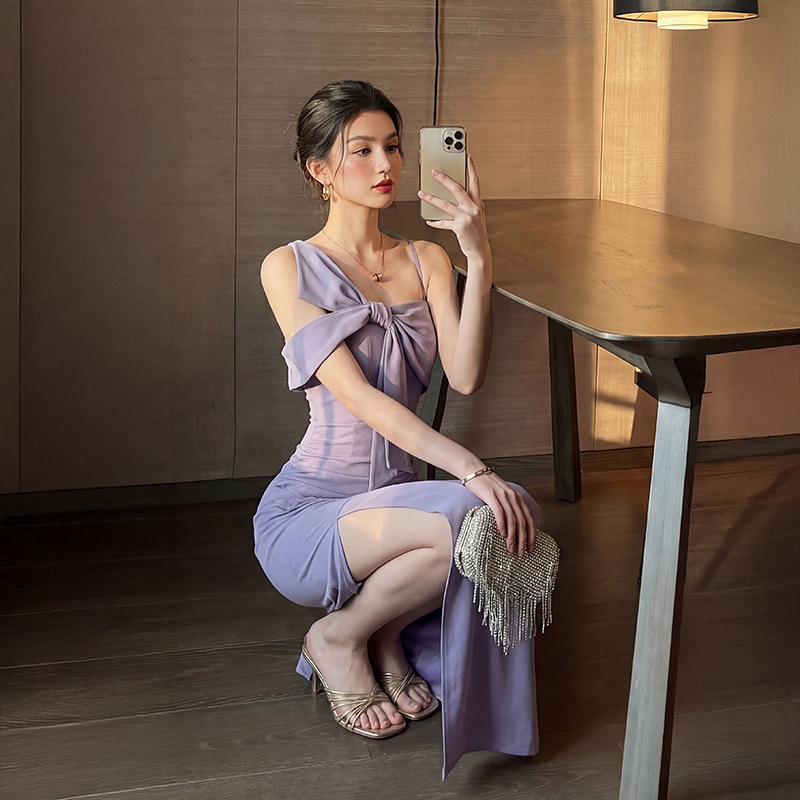 Fashion slim long dress sexy sling evening dress