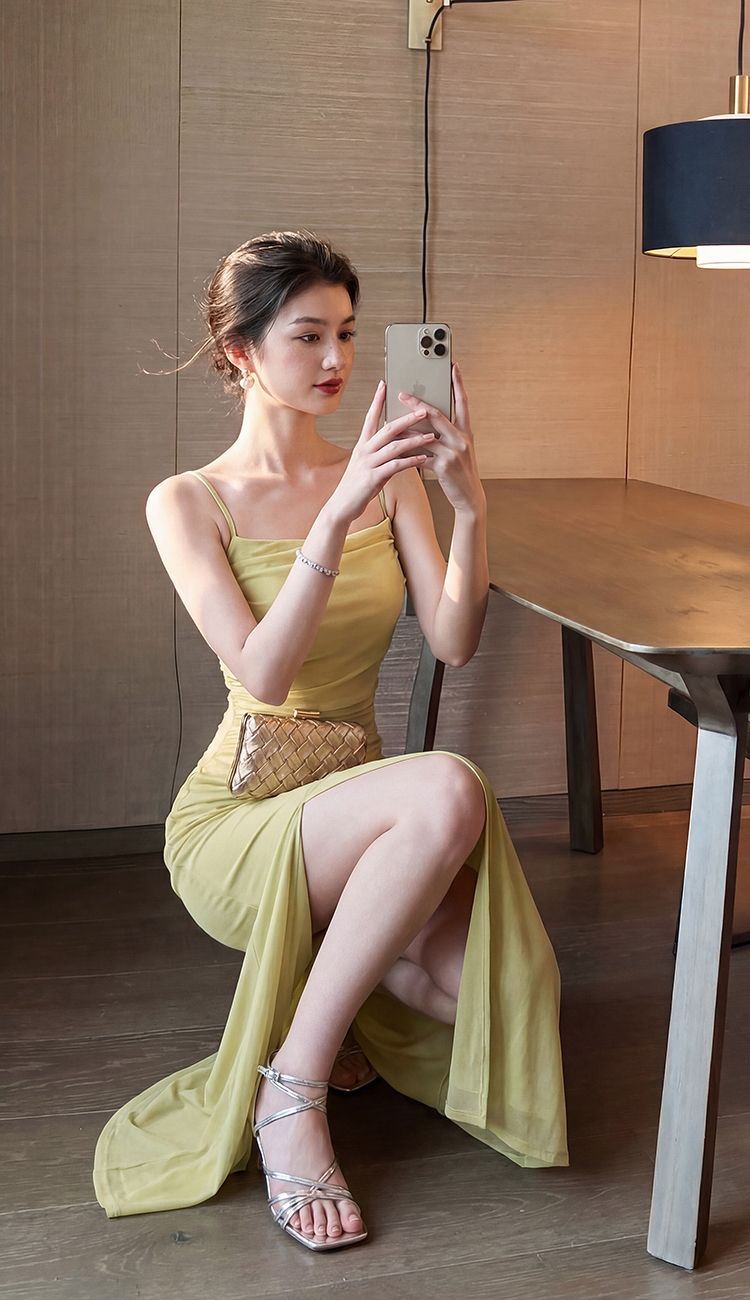 Sexy package hip evening dress long split long dress