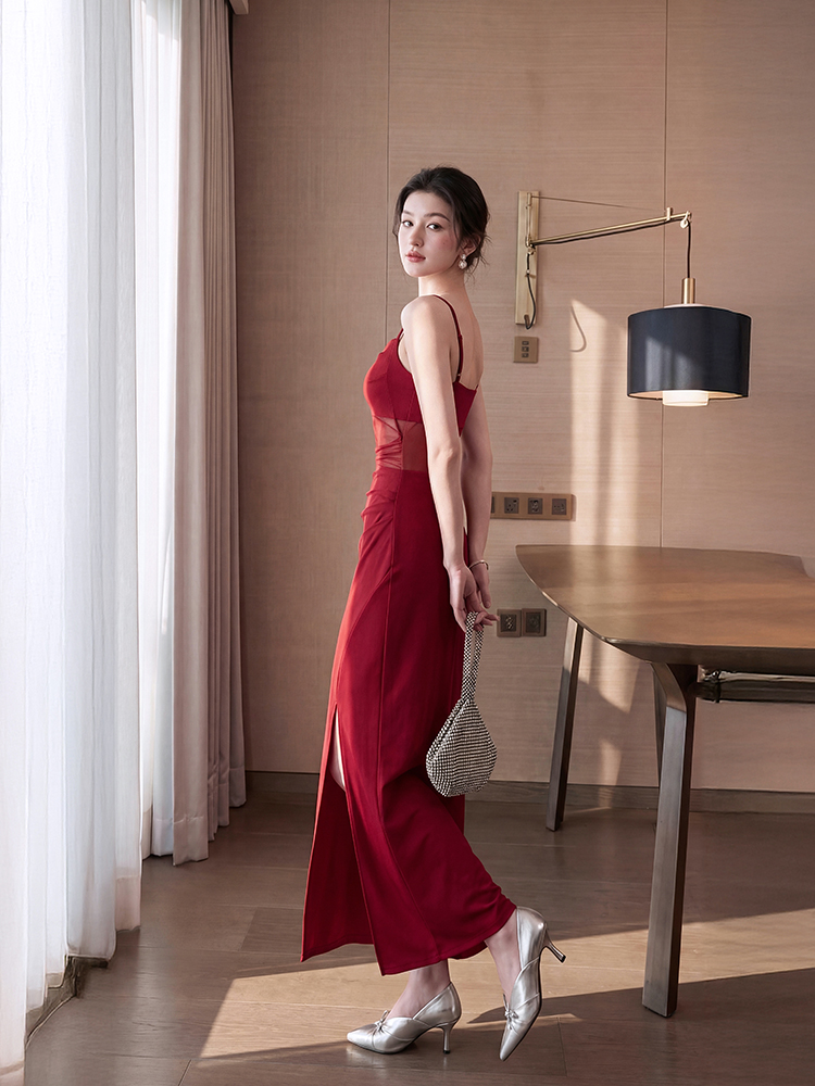 Sexy package hip evening dress long split long dress