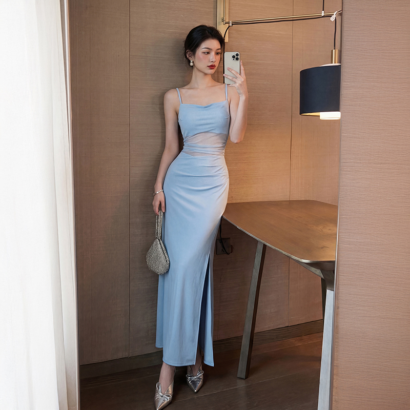 Sexy package hip evening dress long split long dress