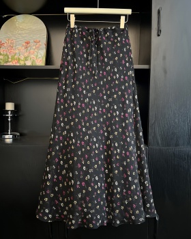 A-line high waist slim floral summer France style skirt