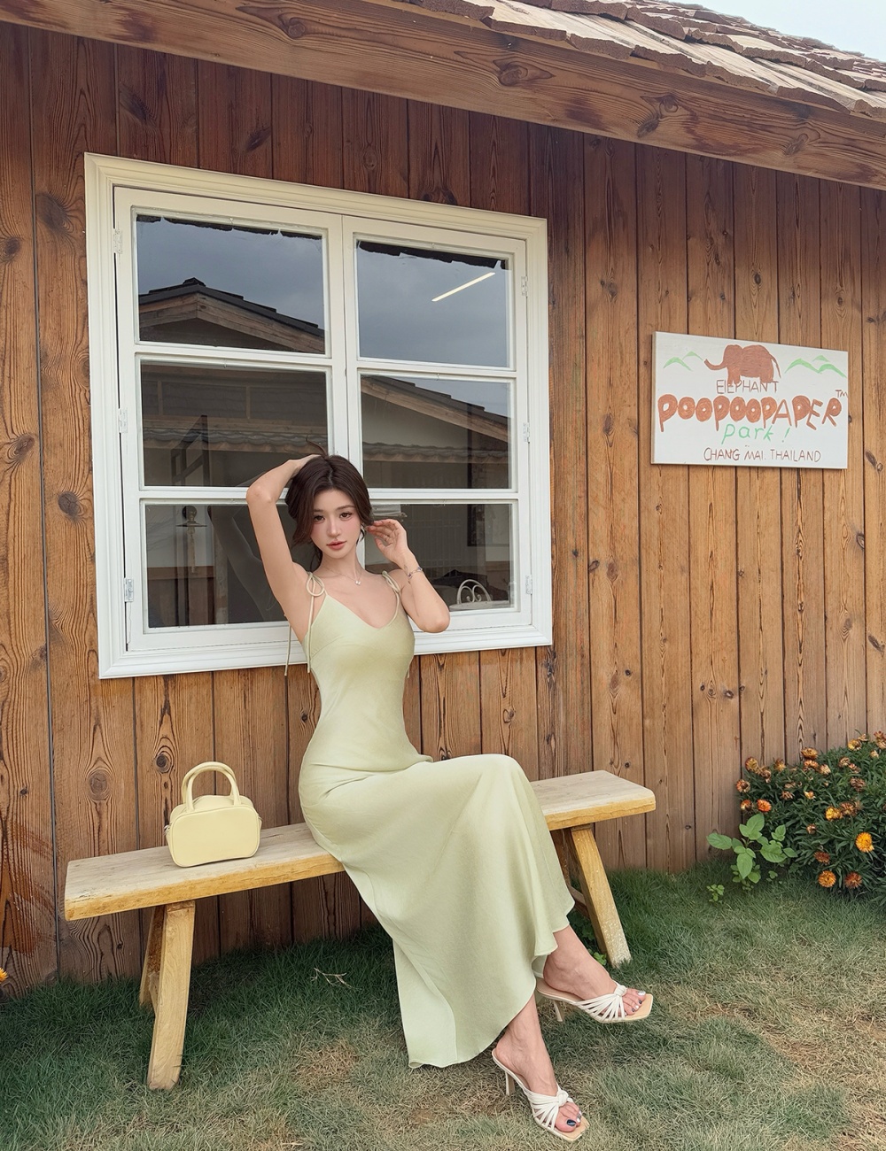 Drape sling mermaid V-neck sleeveless bandage dress