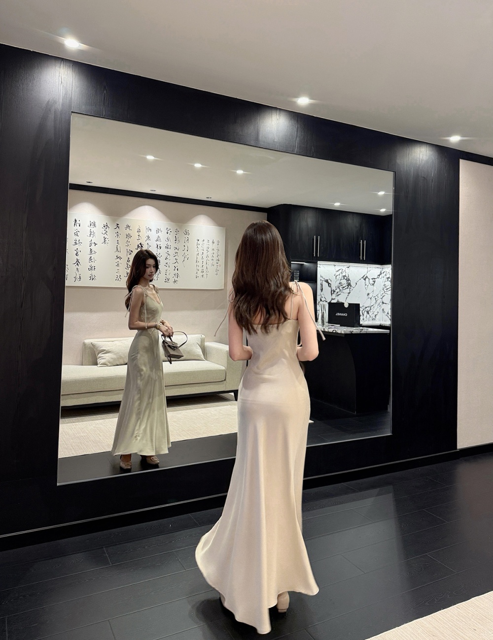 Drape sling mermaid V-neck sleeveless bandage dress