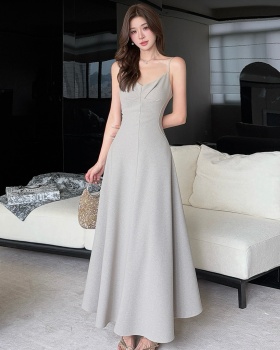 Summer sleeveless dress V-neck long dress