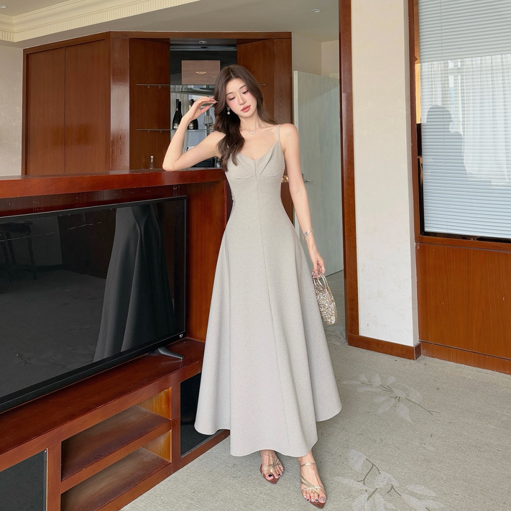 Summer sleeveless dress V-neck long dress