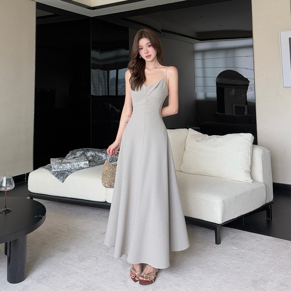 Summer sleeveless dress V-neck long dress