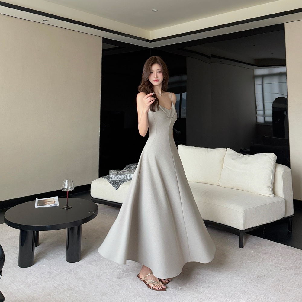 Summer sleeveless dress V-neck long dress