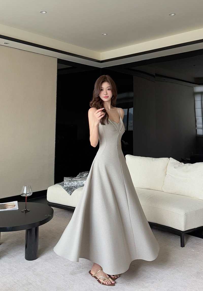 Summer sleeveless dress V-neck long dress