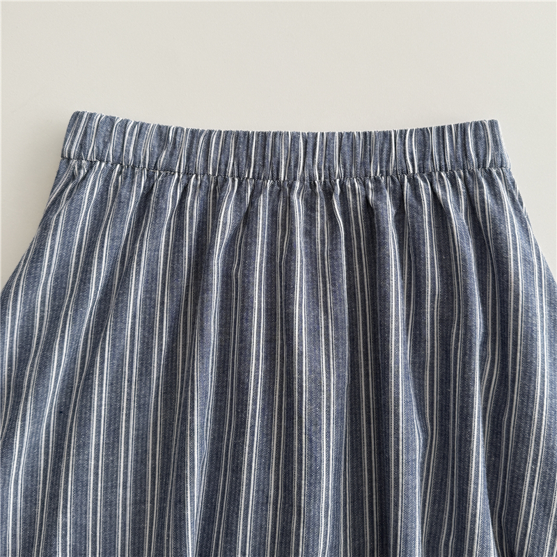 High waist summer stripe temperament long skirt for women