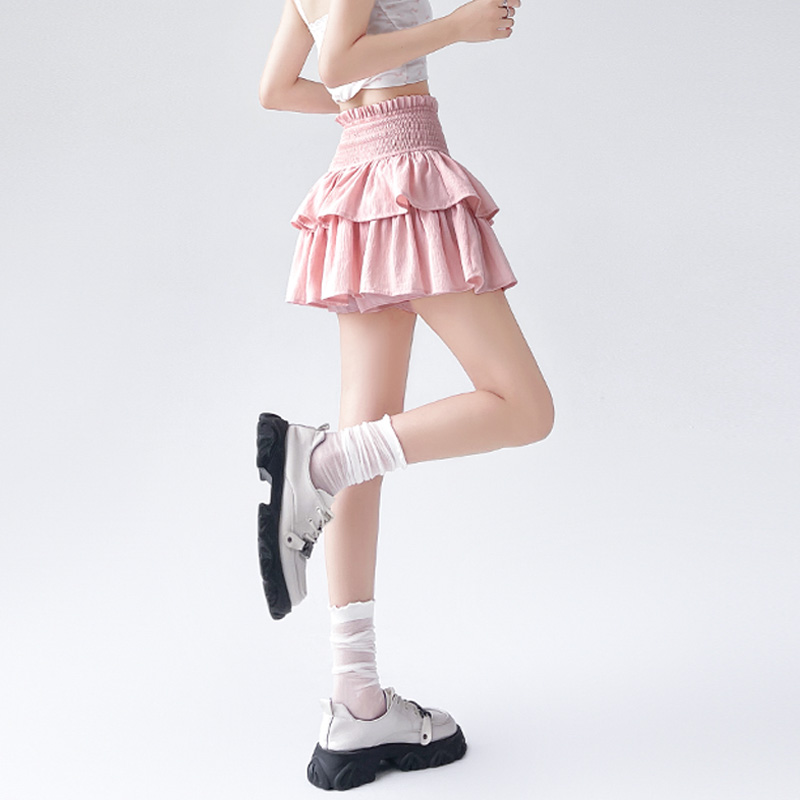 Slim A-line sweet short skirt white cake pants