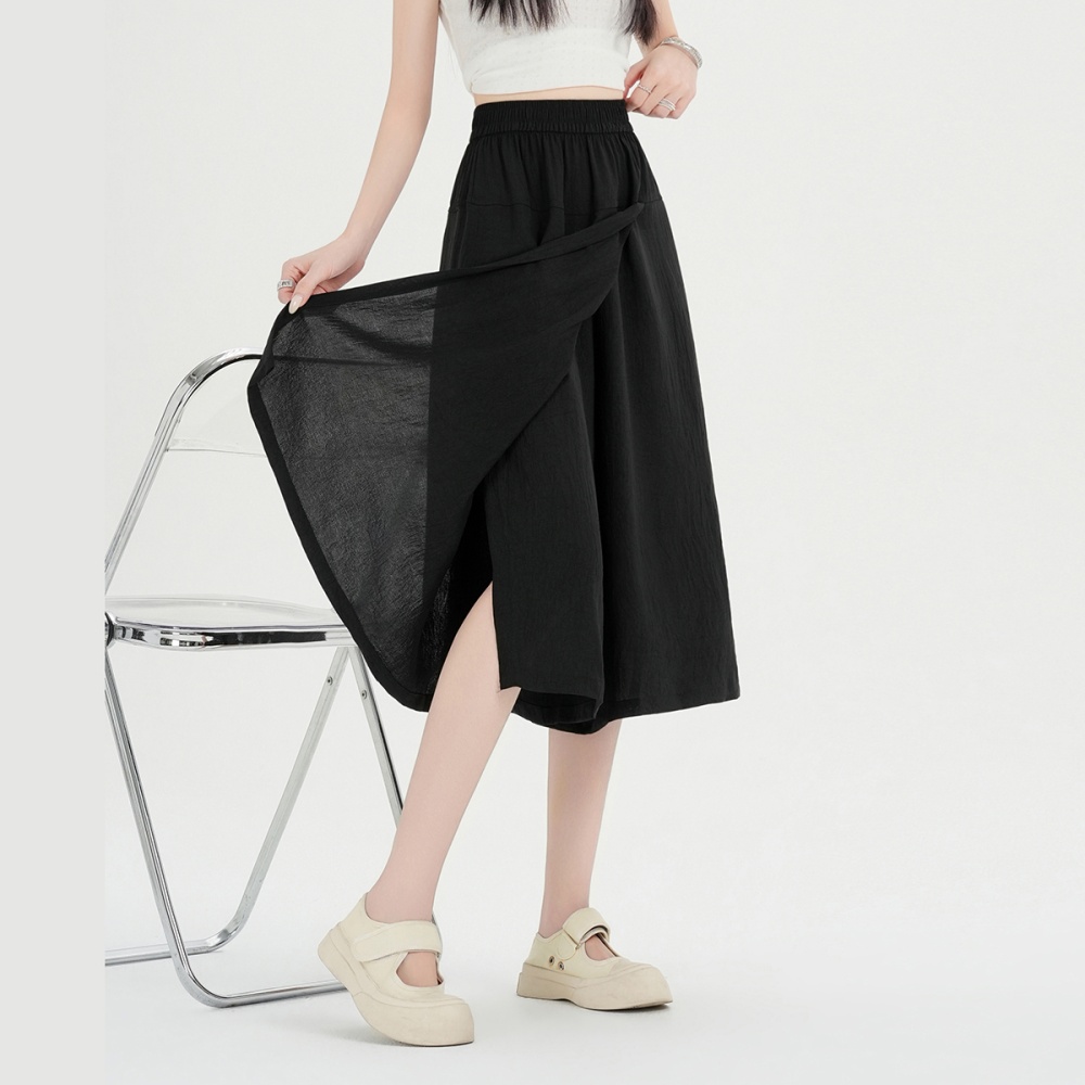Wide leg drape culottes summer split skirt