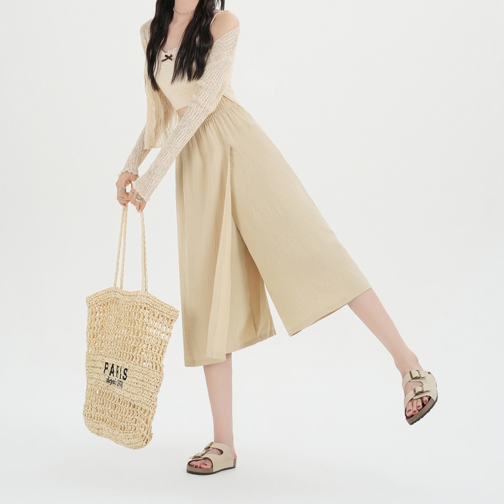 Wide leg drape culottes summer split skirt