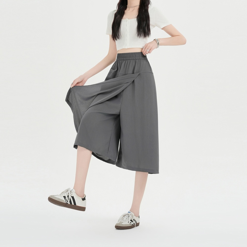 Wide leg drape culottes summer split skirt