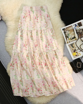 Long Korean style spring and summer lined skirt
