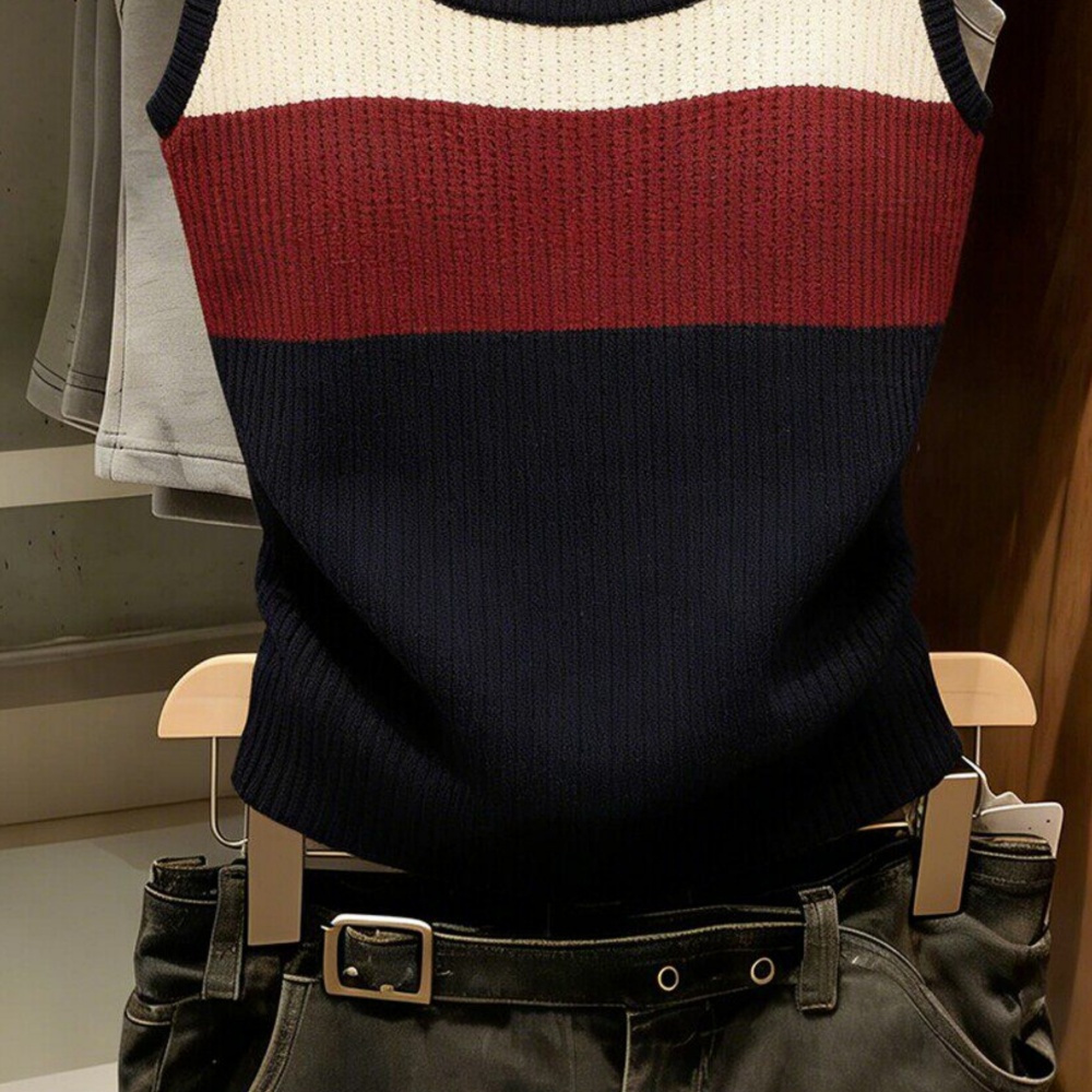 Korean style retro slim vest mixed colors fashion tops