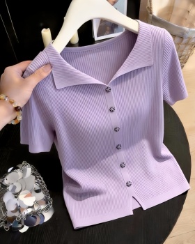 Short sleeve niche sweater light luxury tops for women