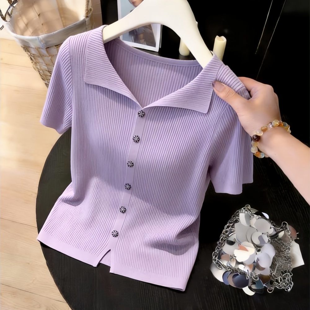 Short sleeve niche sweater light luxury tops for women