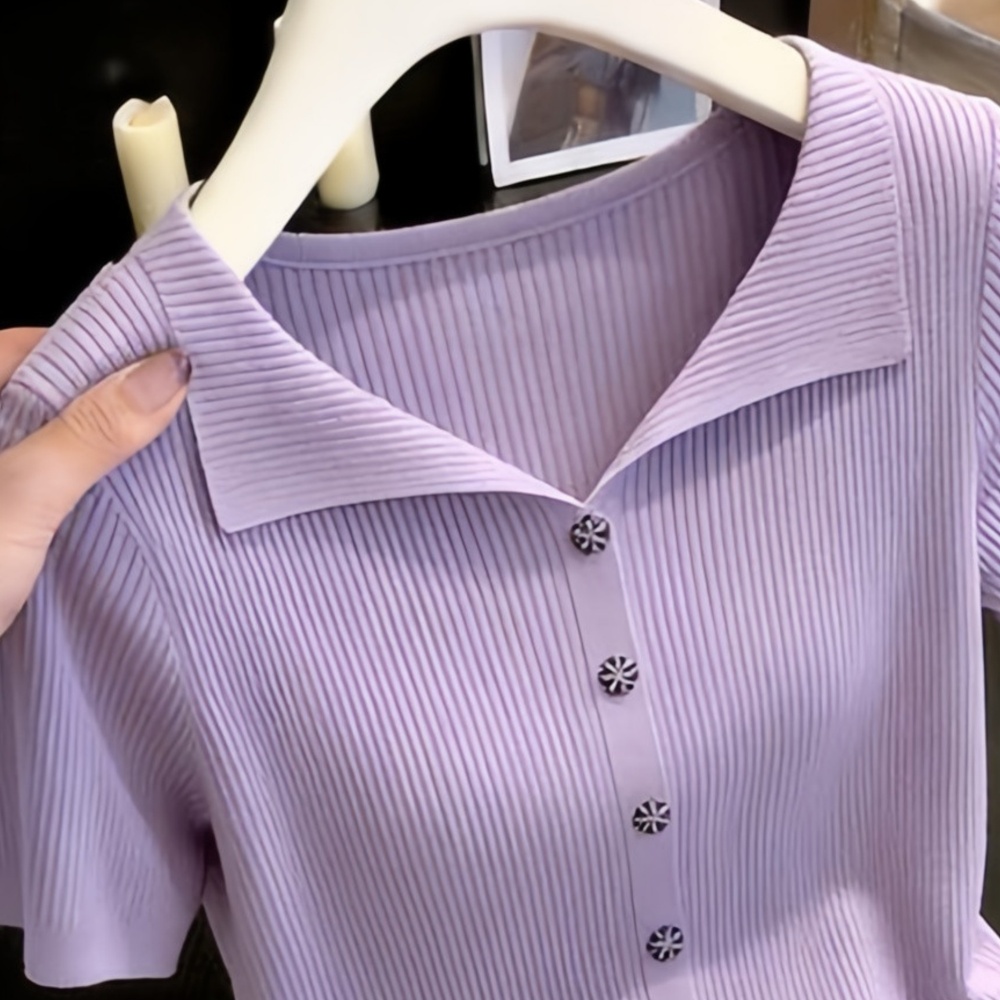 Short sleeve niche sweater light luxury tops for women