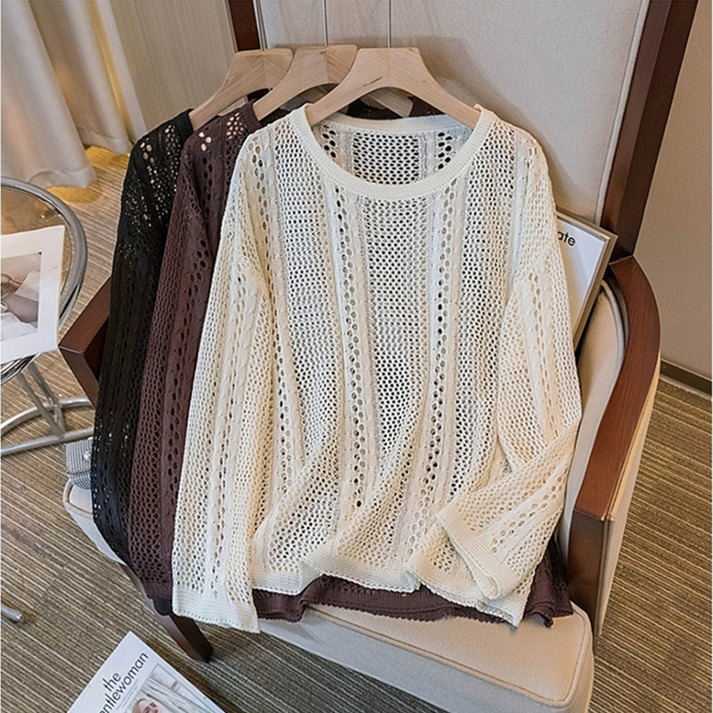 Sunscreen Casual sweater Korean style hollow tops for women
