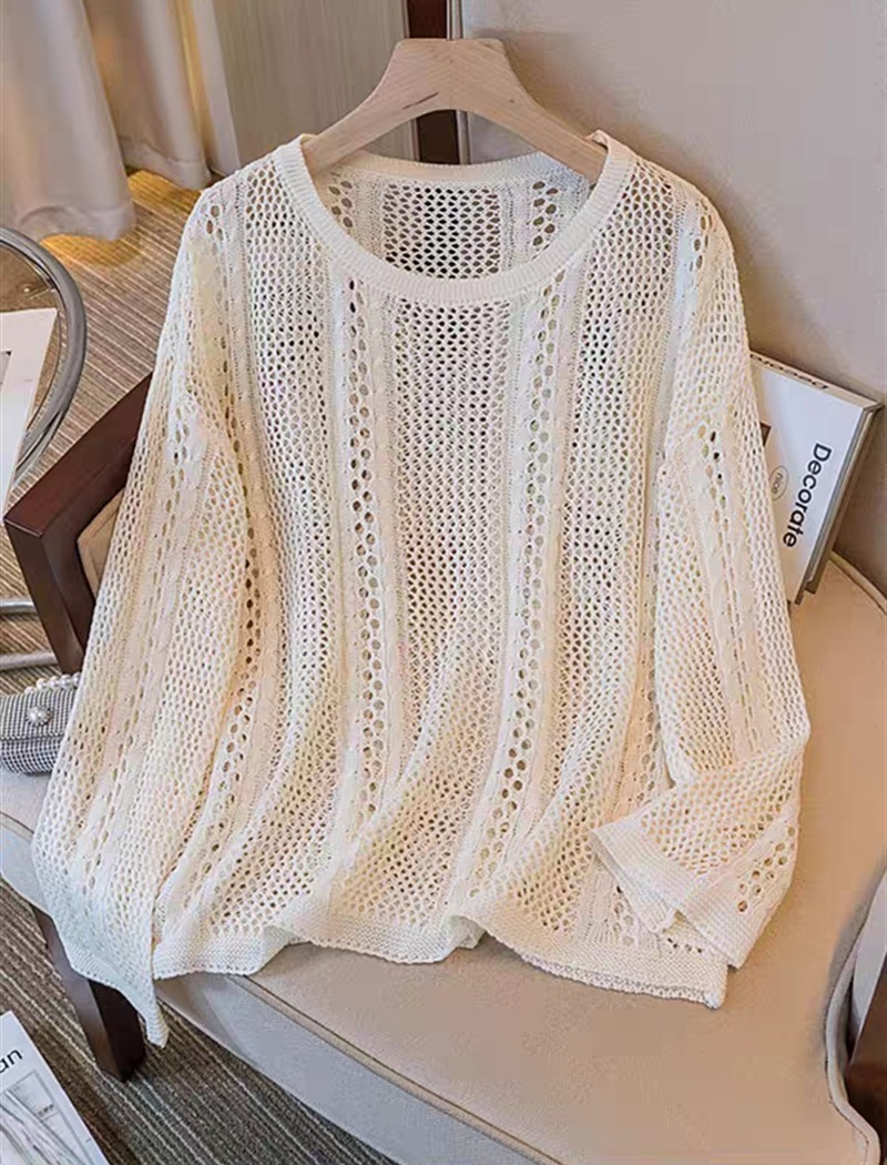 Sunscreen Casual sweater Korean style hollow tops for women