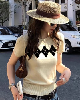 Temperament all-match sweater Korean style quilted tops