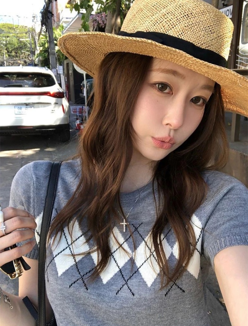 Temperament all-match sweater Korean style quilted tops