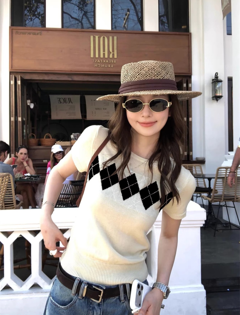 Temperament all-match sweater Korean style quilted tops