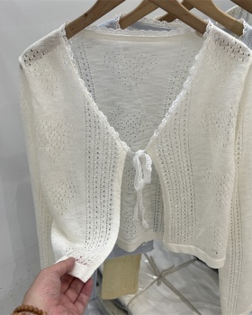 Thin sunscreen cardigan hollow bandage smock for women
