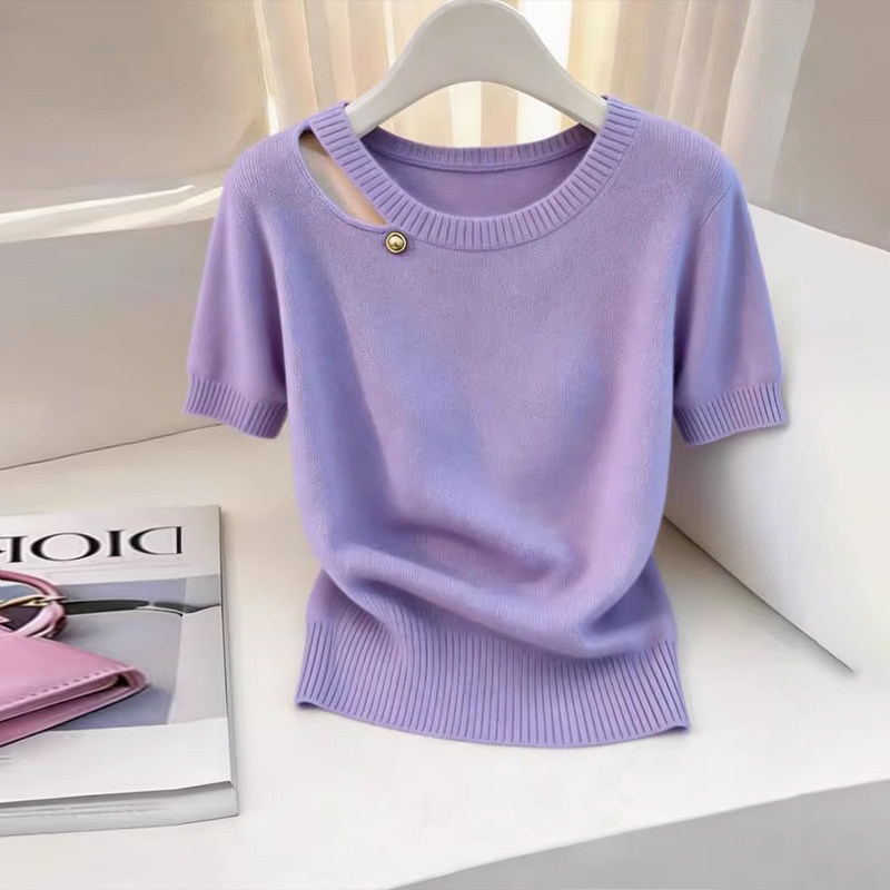 Fashion purple tops summer show young sweater for women