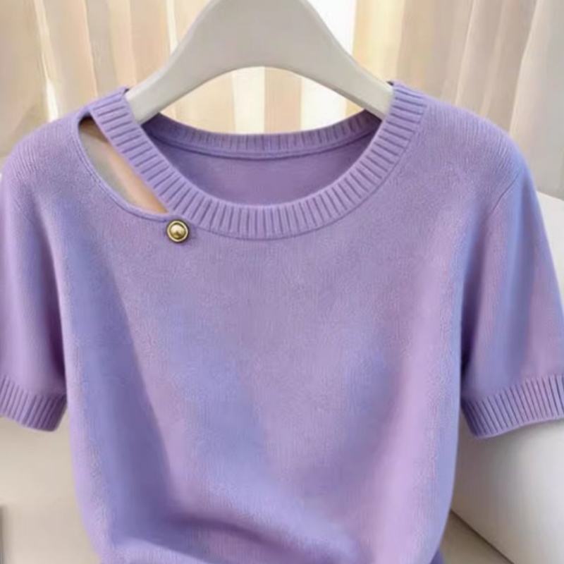 Fashion purple tops summer show young sweater for women