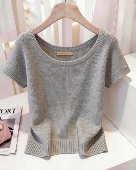 Gray short sleeve tops unique short T-shirt for women
