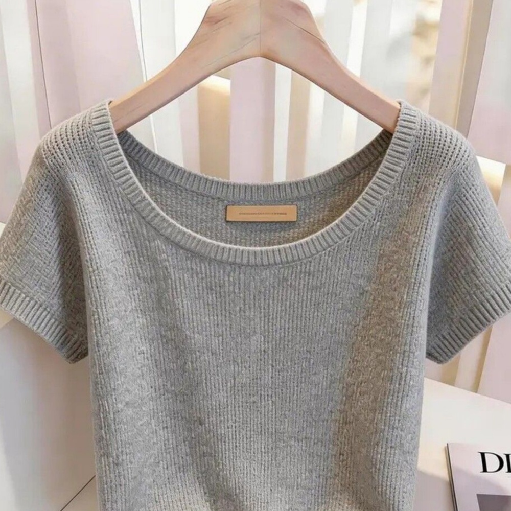 Gray short sleeve tops unique short T-shirt for women