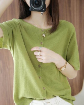 Short knitted tops air conditioning shirts for women