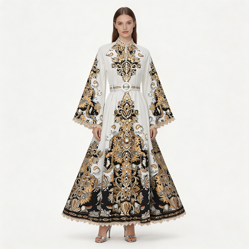 Splice spring and summer long lace vacation dress