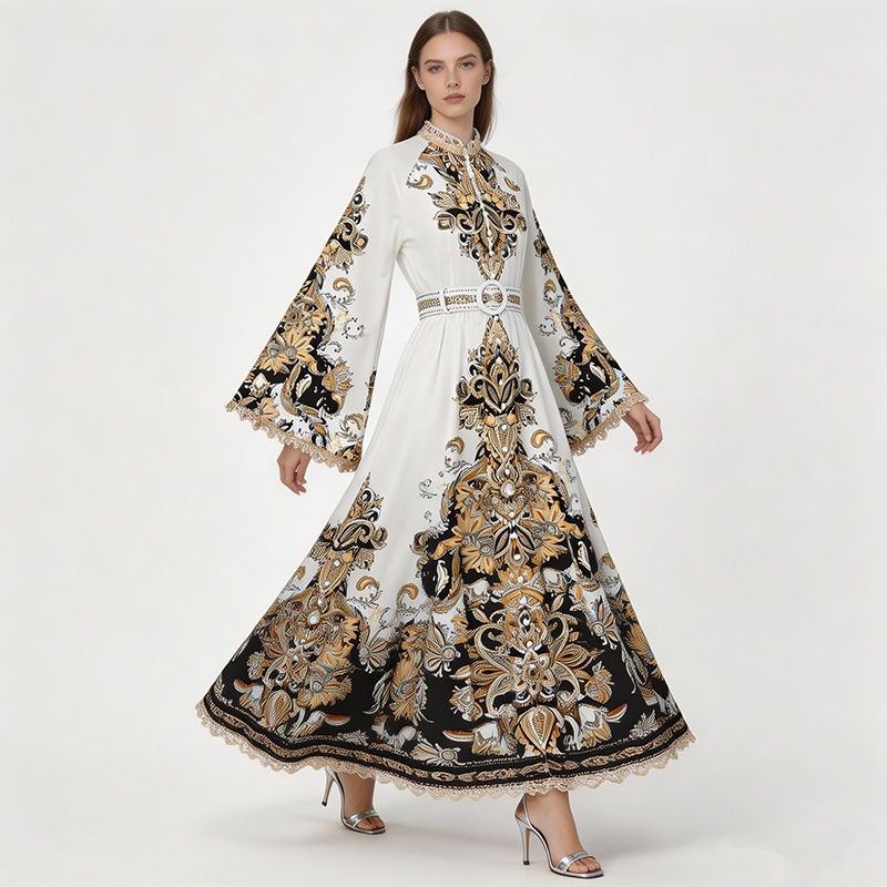 Splice spring and summer long lace vacation dress