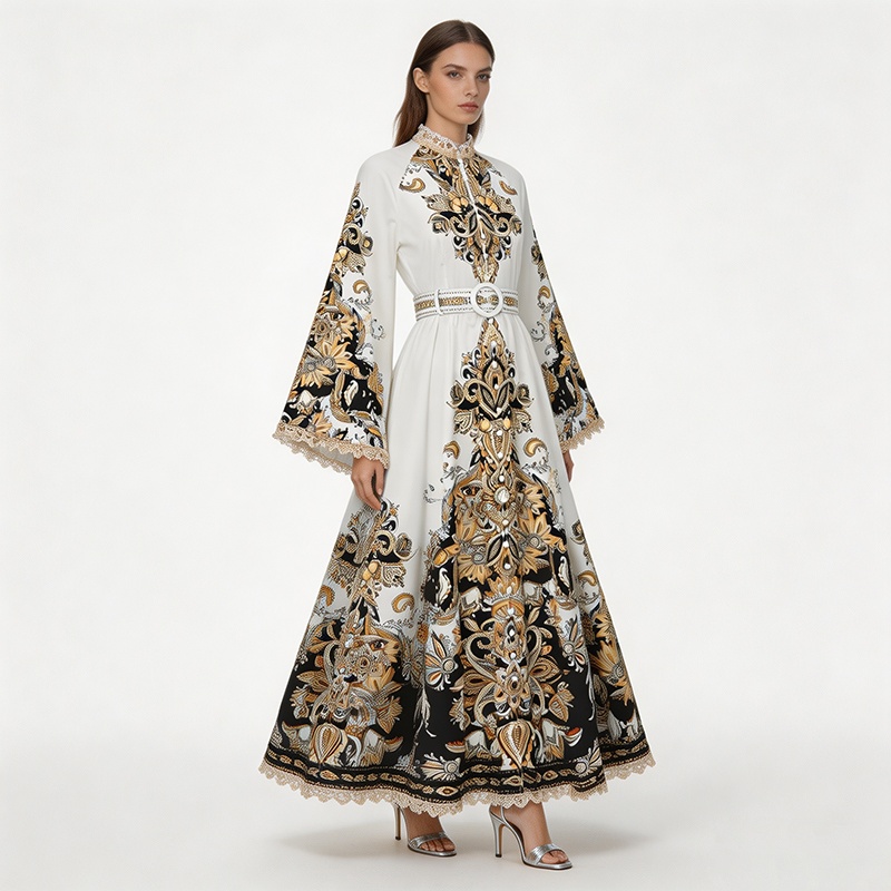 Splice spring and summer long lace vacation dress