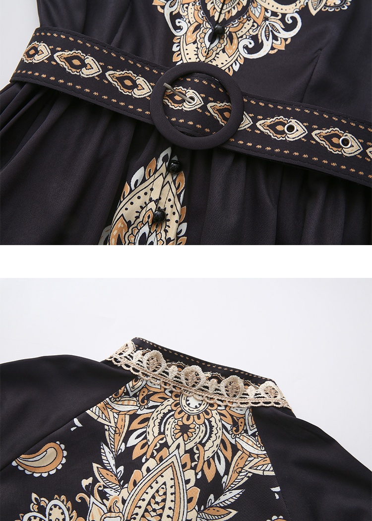 Printing splice national style long vacation dress