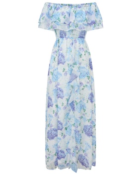 Chiffon lotus leaf edges beach dress pinched waist dress