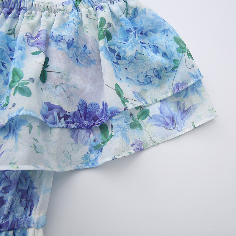 Chiffon lotus leaf edges beach dress pinched waist dress