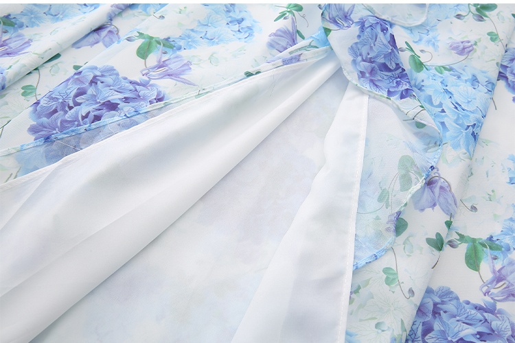 Chiffon lotus leaf edges beach dress pinched waist dress