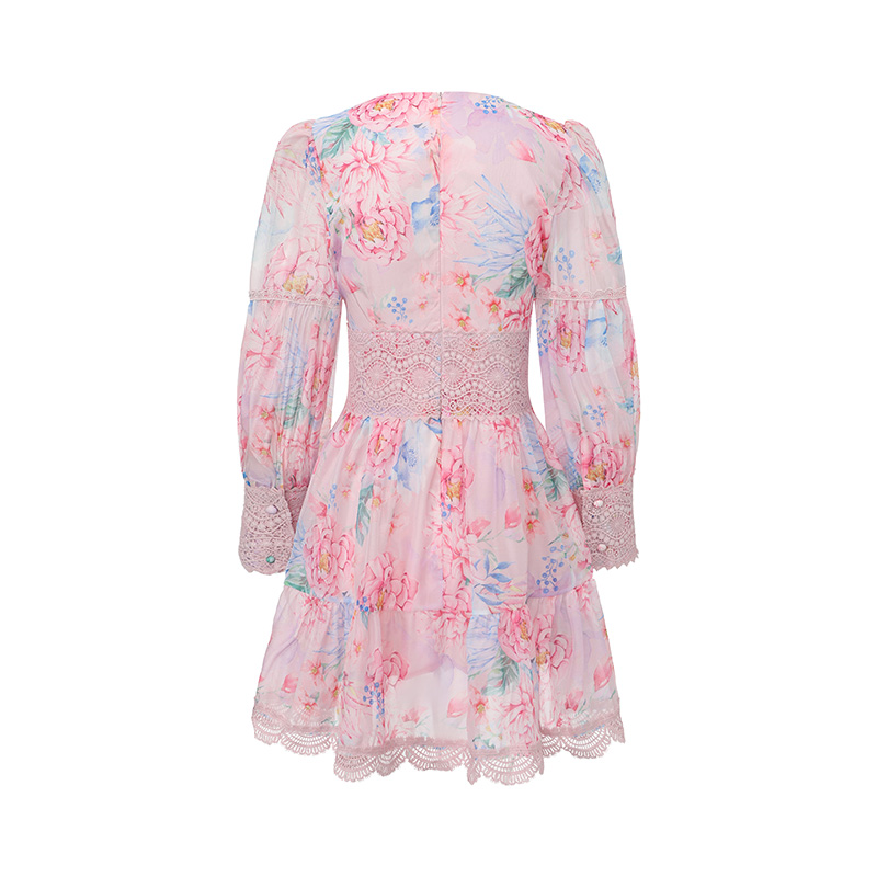 Painting spring and summer printing splice dress